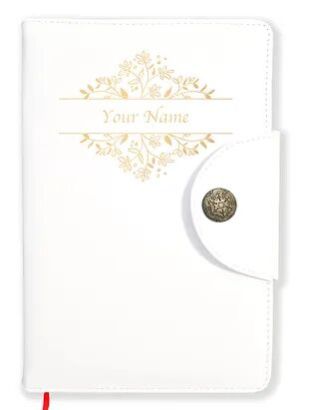 Personalized White Soft Leather Cover Notebook/Diary (Soft Lthr Wh 01)