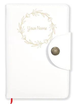 Personalized White Soft Leather Cover Notebook/Diary (Soft Lthr Wh 02)