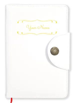 Personalized White Soft Leather Cover Notebook/Diary (Soft Lthr Wh 03)