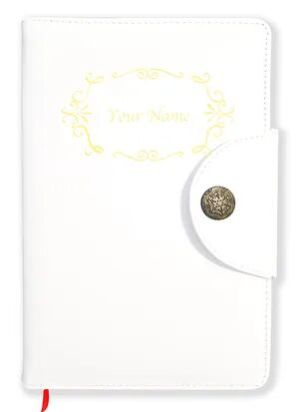 Personalized White Soft Leather Cover Notebook/Diary (Soft Lthr Wh 04)