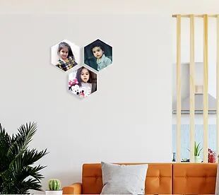 Wall Mount Hexagonal Shape Acrylic Photograph / Text Printed Frame (Acr Ph 03)