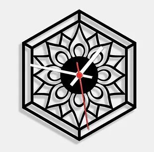 Wooden Laser Cut Black Wall Clock (004)