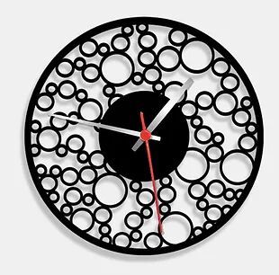 Wooden Laser Cut Black Wall Clock (013)