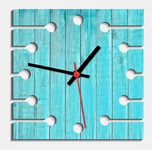 Wooden Laser Cut Blue Wood Finish Wall Clock (002)