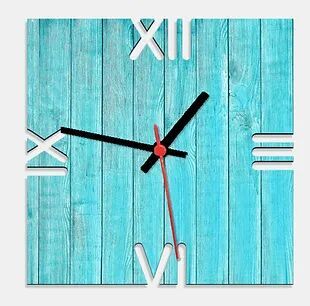 Wooden Laser Cut Blue Wood Finish Wall Clock (014)