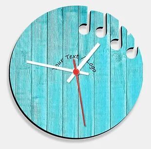 Wooden Laser Cut Blue Wood Finish Wall Clock (020)