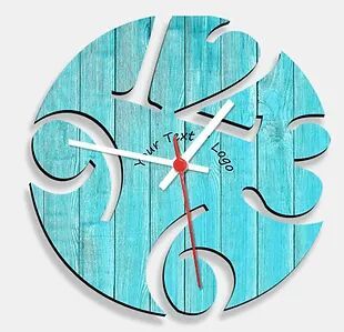 Wooden Laser Cut Blue Wood Finish Wall Clock (022)