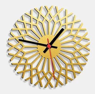 Wooden Laser Cut Golden Wall Clock (003)