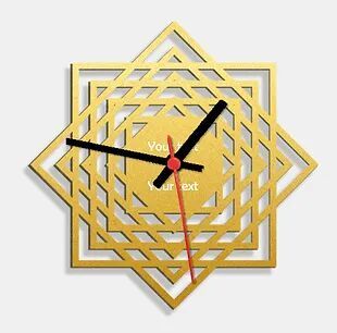 Wooden Laser Cut Golden Wall Clock (005)