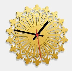 Wooden Laser Cut Golden Wall Clock (007)