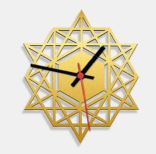 Wooden Laser Cut Golden Wall Clock (011)