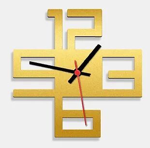 Wooden Laser Cut Golden Wall Clock (012)