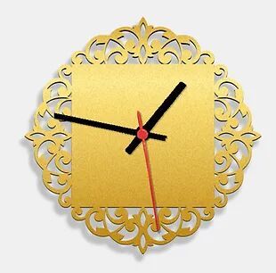 Wooden Laser Cut Golden Wall Clock (016)
