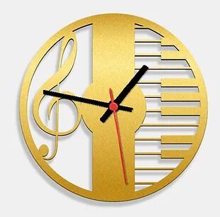 Wooden Laser Cut Golden Wall Clock (017)