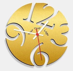 Wooden Laser Cut Golden Wall Clock (018)