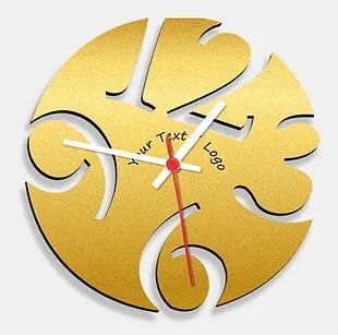 Wooden Laser Cut Golden Wall Clock (021)