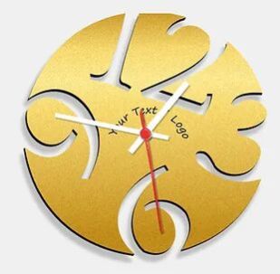 Wooden Laser Cut Golden Wall Clock (023)