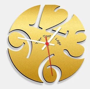 Wooden Laser Cut Golden Wall Clock (024)
