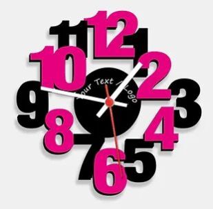 Wooden Laser Cut Magenta-Black Wooden Wall Clock (019)
