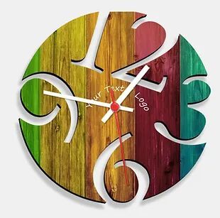 Wooden Laser Cut Multi-Colour Wood Finish Wall Clock (022)