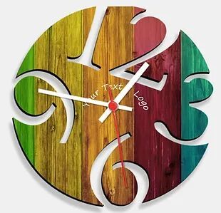 Wooden Laser Cut Multi-Colour Wood Finish Wall Clock (023)