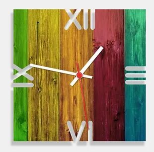 Wooden Laser Cut Multi Colour Wood Finish Wall Clock (014)