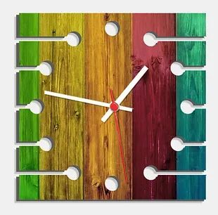 Wooden Laser Cut Multi Colour Wood Finish Wall Clock (002)