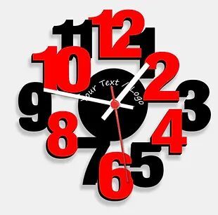 Wooden Laser Cut Red-Black Wooden Wall Clock (019)