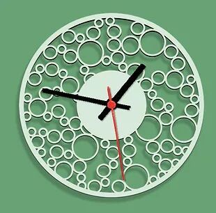 Wooden Laser Cut Sea Green Colour Wall Clock (013)
