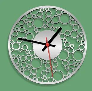 Wooden Laser Cut Silver Wall Clock (013)
