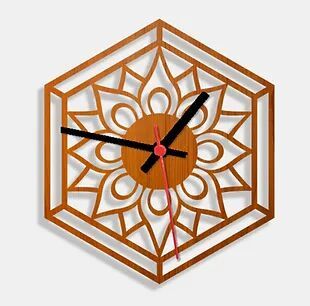 Wooden Laser Cut Teak Wood Finish Wall Clock (004)