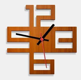 Wooden Laser Cut Teak Wood Finish Wall Clock (012)