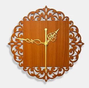 Wooden Laser Cut Teak Wood Finish Wall Clock (016)