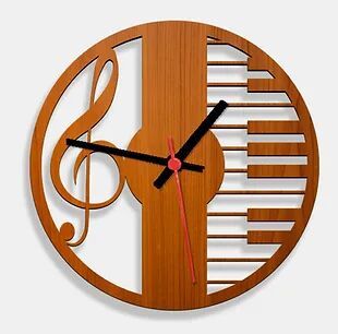 Wooden Laser Cut Teak Wood Finish Wall Clock (017)