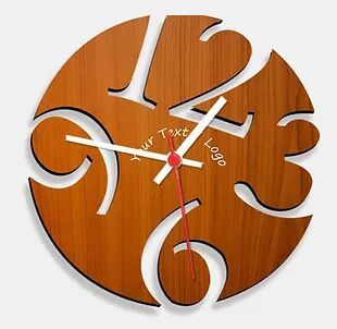 Wooden Laser Cut Teak Wood Finish Wall Clock (018)