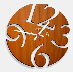 Wooden Laser Cut Teak Wood Finish Wall Clock (021)
