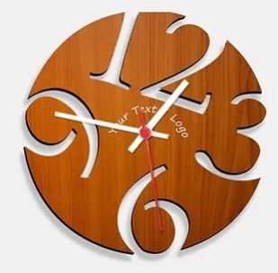 Wooden Laser Cut Teak Wood Finish Wall Clock (022)