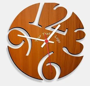 Wooden Laser Cut Teak Wood Finish Wall Clock (024)