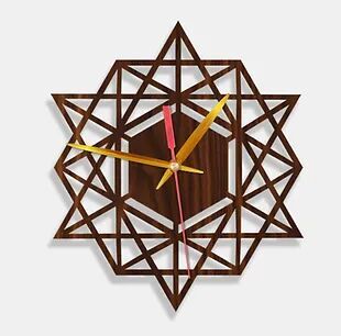 Wooden Laser Cut Walnut Wood Finish Wall Clock (011)