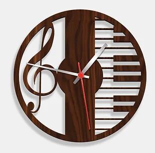 Wooden Laser Cut Walnut Wood Finish Wall Clock (017)
