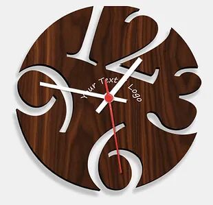 Wooden Laser Cut Walnut Wood Finish Wall Clock (021)