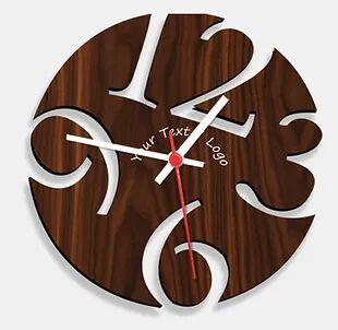 Wooden Laser Cut Walnut Wood Finish Wall Clock (023)