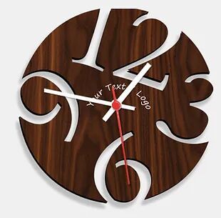 Wooden Laser Cut Walnut Wood Finish Wall Clock (024)