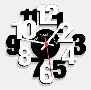 Wooden Laser Cut White-Black Wooden Wall Clock (019)