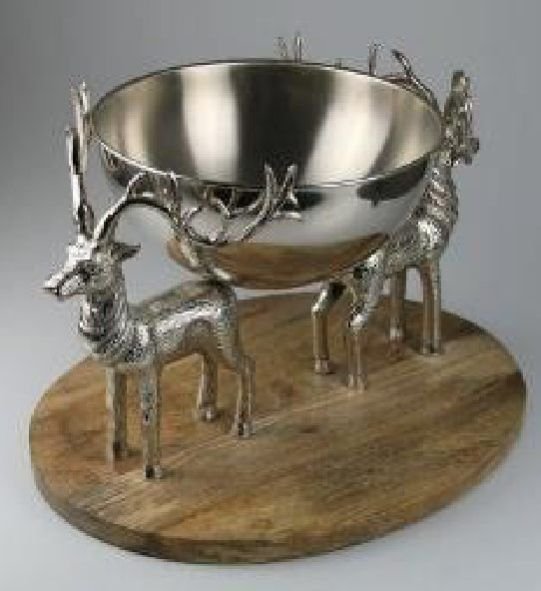 Wood & Aluminum Serving Bowl 01