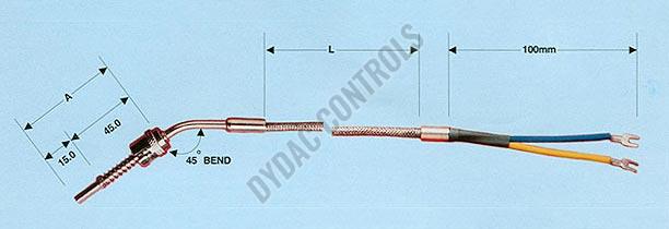 45 Degree Bend  RTD Thermocouple