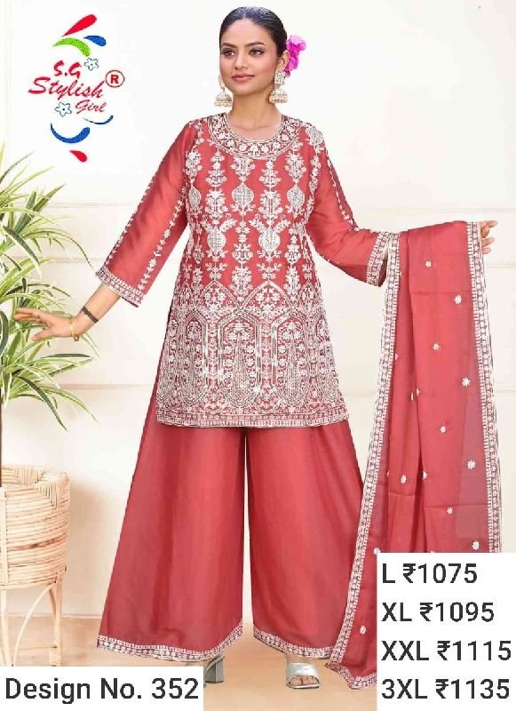 Des. No. 352 Ladies Trendy Palazzo Suit