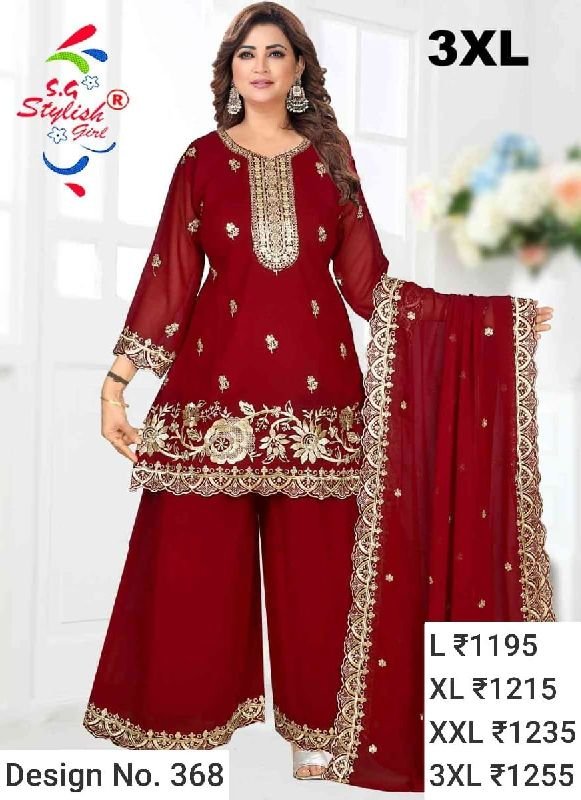 Des. No. 368 Ladies Maroon Palazzo Suit