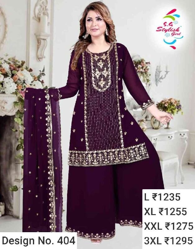 Des. No. 404 Ladies Maroon Palazzo Suit