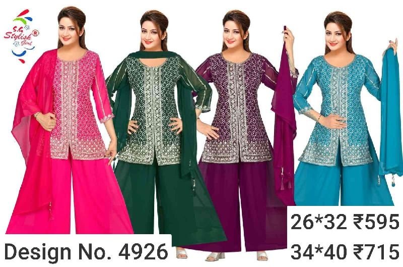 Des. No. 4926 Ladies Party Wear Palazzo Suit